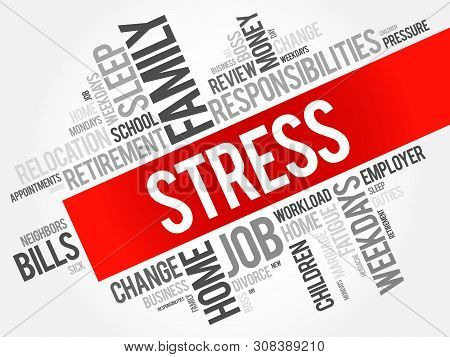 Stress Word Cloud Collage, Health Concept Background