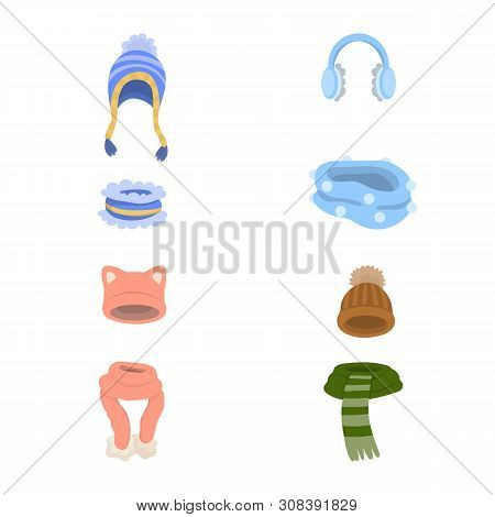 Isolated Object Of Headwear And Fashion Symbol. Set Of Headwear And Cold Stock Vector Illustration.