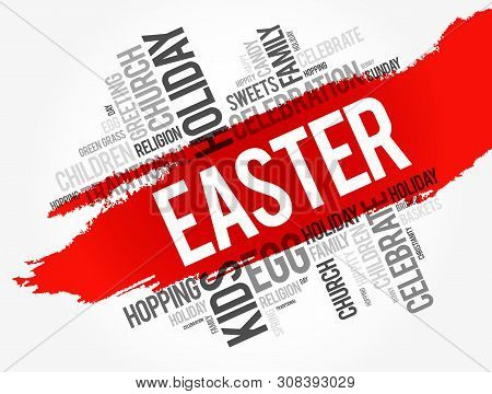 Easter Word Cloud Collage, Holiday Concept Background