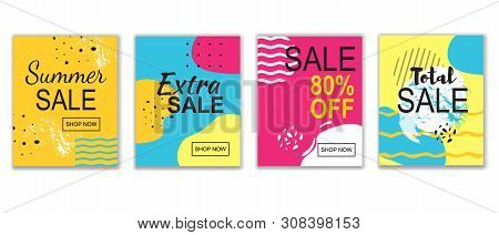 Summer Extra Total Sale Banner Set. Flyer Design Promotion Advertising Vector Illustration. Internet