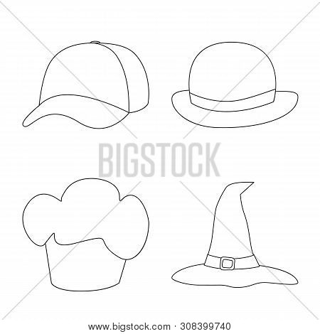 Isolated Object Of Headgear And Napper Sign. Set Of Headgear And Helmet Stock Vector Illustration.