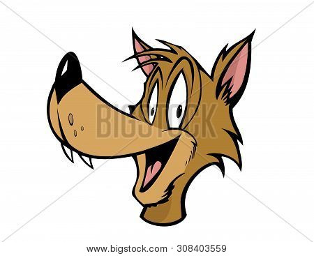 Cartoon Vector Illustration Of A Smiling Goofy Wolf