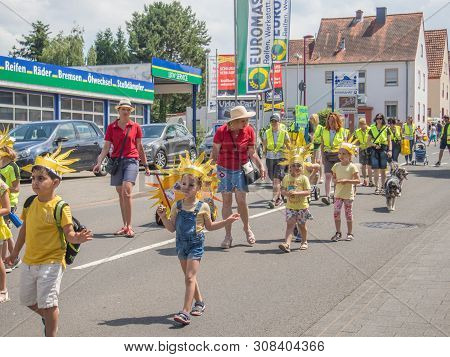 Kirchheimbolanden, Rheinland-pfalz, Germany-06 23 2019: Holiday Parade On Streets Of German Town Dur