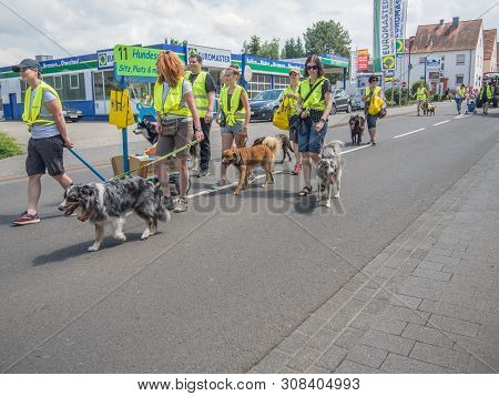 Kirchheimbolanden, Rheinland-pfalz, Germany-06 23 2019: Holiday Parade On Streets Of German Town Dur