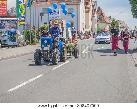 Kirchheimbolanden, Rheinland-pfalz, Germany-06 23 2019: Holiday Parade On Streets Of German Town Dur