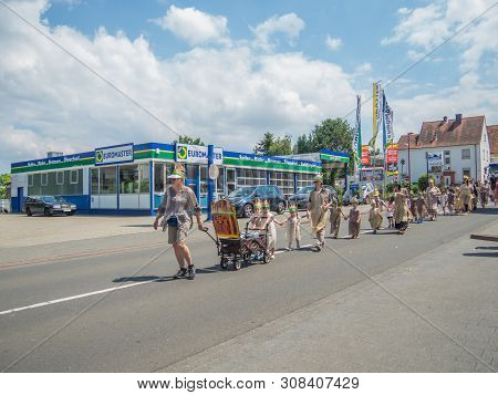Kirchheimbolanden, Rheinland-pfalz, Germany-06 23 2019: Holiday Parade On Streets Of German Town Dur