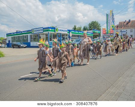 Kirchheimbolanden, Rheinland-pfalz, Germany-06 23 2019: Holiday Parade On Streets Of German Town Dur