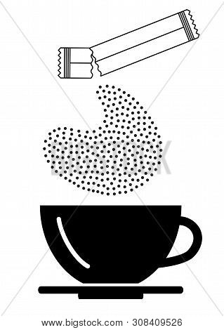 Opened Sachet Icon Or Container Sign With Sugar Or Creamer