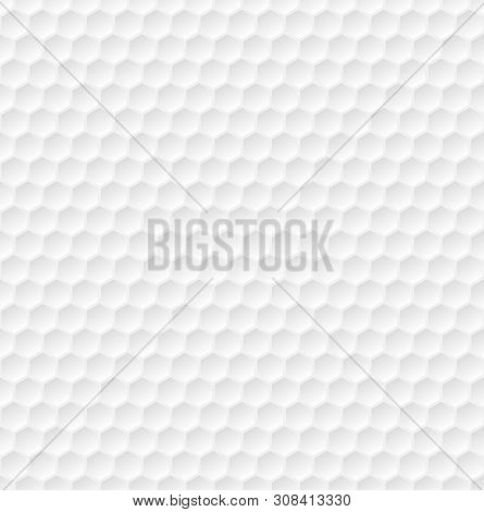 Hexagon Seamless Pattern. Golf Ball Texture. White Honeycomb Background.