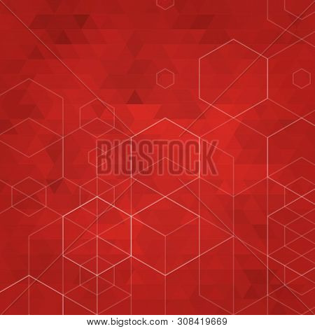 Abstract Geometric Vector Background, Red Triangles For Brochure, Website, Flyer Design. Illustratio