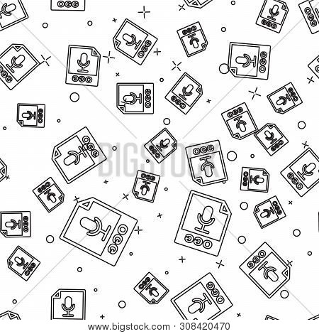 Black Ogg File Document Icon. Download Ogg Button Icon Isolated Seamless Pattern On White Background
