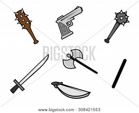 Cartoon Vector Illustration Of A Weapons Collection