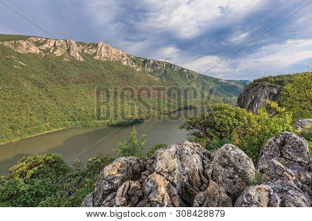 Landscape In The Danube Gorges. Cazanele Mari Seen From The Romanian Side