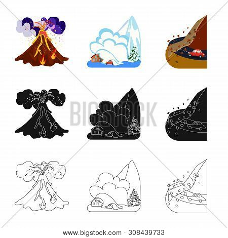 Isolated Object Of Weather And Distress Icon. Set Of Weather And Crash Stock Vector Illustration.