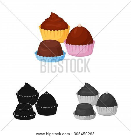 Vector Illustration Of Cake And Chocolate Symbol. Collection Of Cake And Muffin Stock Vector Illustr