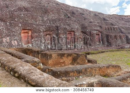 Traces And Remnants Of An Ancient Civilization. Archaeological Site Of El Fuerte De Samaipata, Boliv