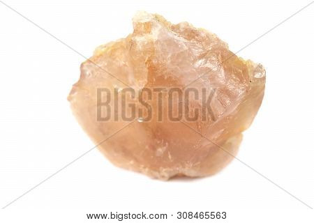 Rose Quartz Mineral For Accessories Industrial Isolate On White Background