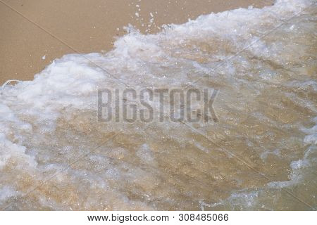 Beach Top View With Wave Foam. Stock Photo Image Of Blue Color Of Ocean Water, Sea Surface. Soft Blu