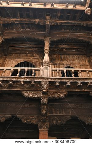 Structural Wood Work And Heavily Carved Wooden Members Palashikar Wada, Palashi, Ahmednagar.