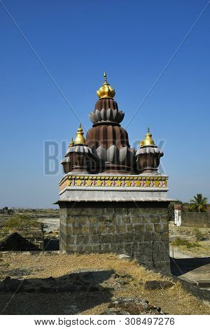 Shiva And Ganesh Temple Complex On The Other Side Of River Opposite Vitthal Temple, Palashi, Parner,