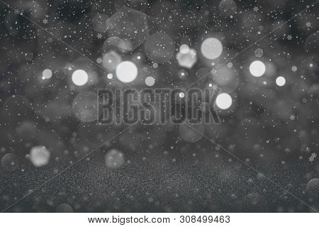 Nice Bright Abstract Background Glitter Lights With Falling Snow Flakes Fly Defocused Bokeh - Festal
