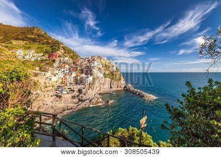 View Of Manarola (manaea In The Local Dialect), The Second-smallest Of The Famous Cinque Terre Towns