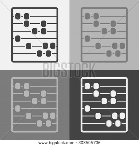 Vector Icon Set Of Abacus. Wooden Abacus For Learning Account And Math