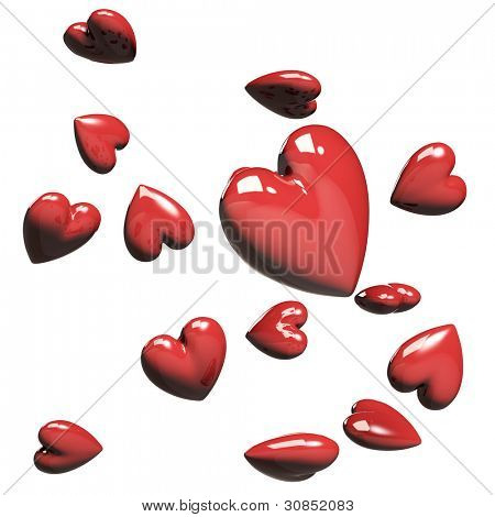 rendering 3D del cuore rosso.