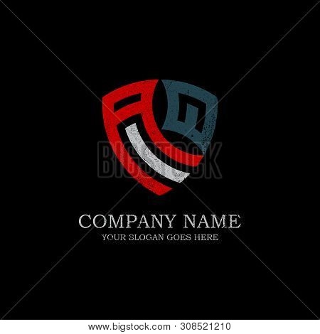 Initial Aq Letter Logo Inspiration, Vintage Shield Logo Design Template