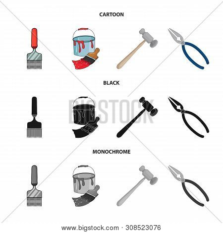 Isolated Object Of Tool And Construction Logo. Set Of Tool And Carpentry Vector Icon For Stock.