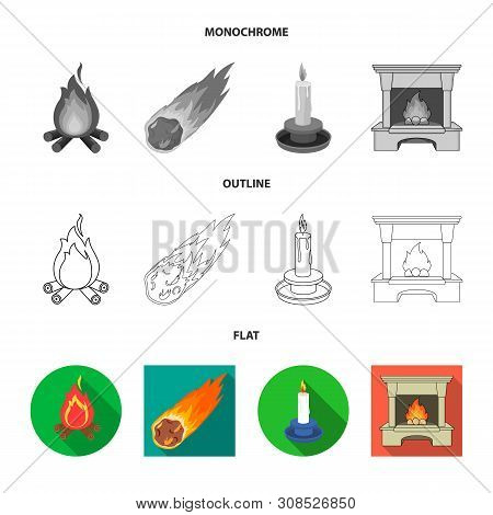 Vector Design Of Fire And Flame Icon. Set Of Fire And Fireball Stock Vector Illustration.