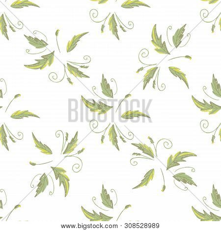 Grean Leaf Pattern  Hand Drawn Illustration With Grunge Simple Texture