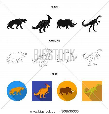 Vector Design Of Animal And Character Sign. Set Of Animal And Ancient Vector Icon For Stock.