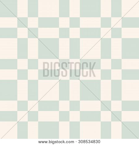 Vector Checkered Geometric Seamless Pattern With Squares, Repeat Tiles. Abstract Vintage Chequered T