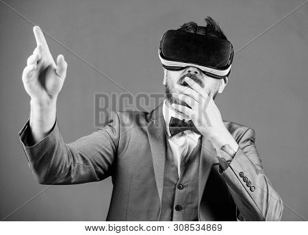 Innovation And Technological Advances. Business Implement Modern Technology. Businessman Explore Vir