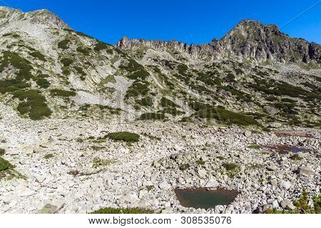 Amazing Summer Landscape Of Samodivski Lakes Near Dzhangal Peak, Pirin Mountain, Bulgaria