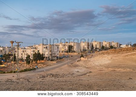 Mitzpe Ramon town at dusk in Negev Desert in Israel