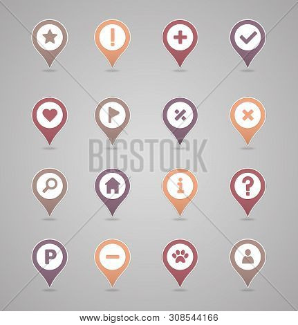 Pin Map Icon Set. Map Pointer. Map Markers. Destination Vector Icon. Gps Location Symbol. Mapping Pi