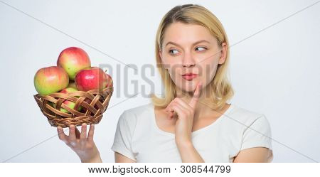 Good Apple Pies Considerable Part Of Domestic Happiness. Woman Hold Apples. Baking Apple Pie. Delici