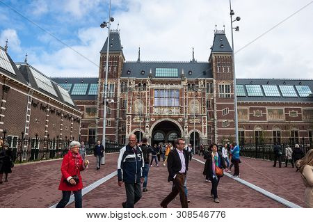 Amsterdam - May 12: Entrance To The Rijksmuseum, Museum Famous For Its Collection Of Paintings By It