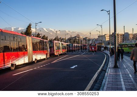 Tehran - February 21: Buses Of Local Mass Transport On February 21, 2013 In Tehran, Iran. Tehran Is 