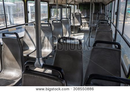 Interior Of A Bus Of Local Transport In Mashhad, Iran