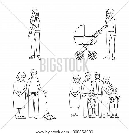 Isolated Object Of Happy And Character Icon. Set Of Happy And Portrait Vector Icon For Stock.