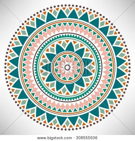 Ornamental Round Pattern. Tribal Mandala. Geometrical Circle Isolated On White Background. Vector Il