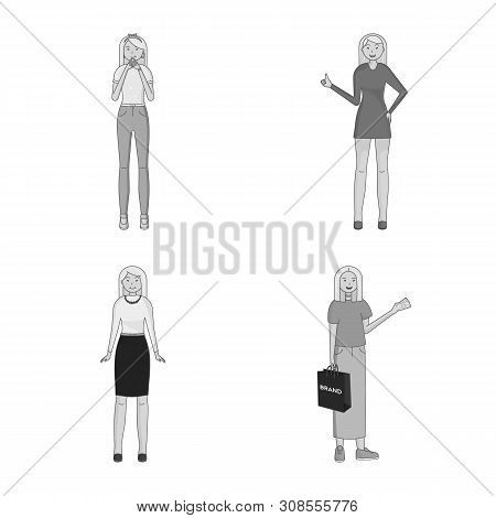 Vector Illustration Of Emotions And Female Sign. Set Of Emotions And Body Stock Vector Illustration.
