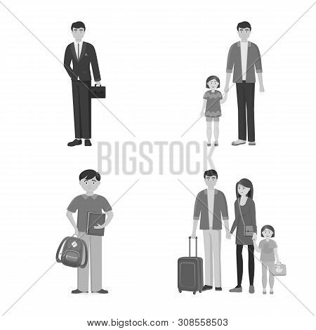 Vector Illustration Of Face And Portrait Sign. Set Of Face And Happy Stock Vector Illustration.