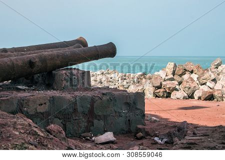 Cannons At Portuguese Fortress On Hormoz Island, Iran