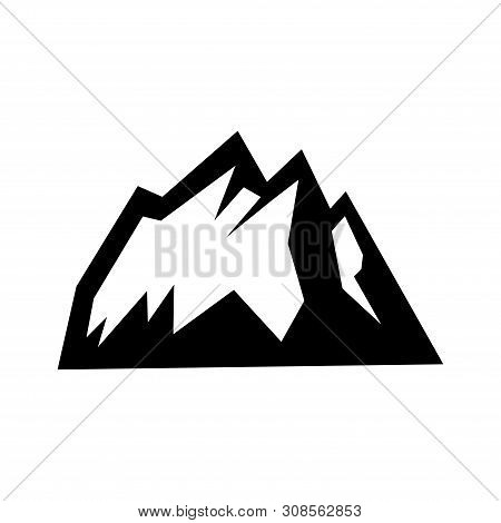 Mountain Top Black Silhouette With Snowy Peak, Mountain Logo, Hills Logo, Mountain Symbol, Mountain 