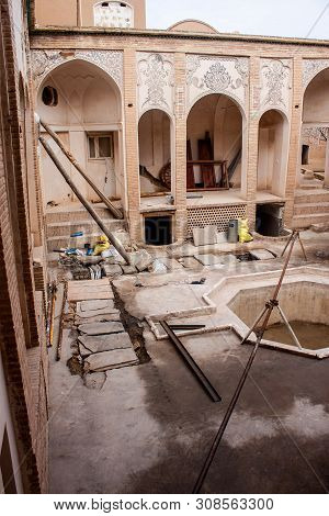 Khan-e Ameriha Historic House During Reconstruction In Kashan, Iran