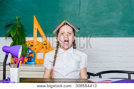 Future Success Is Studying. Digital Age With Modern Technology. Small Child In Classroom. Small Girl